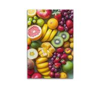 YMXHJJ Minimalist Abstract Canvas Wall Art Prints Picture - Minimalist Fruit Poster Vibrant Assortment of Fresh Fruits Living Room Decor Artwork Posters 16x24inch(40x60cm)