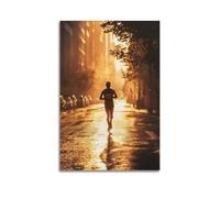 YMXHJJ Minimalist Abstract Canvas Wall Art Prints Picture - Modern Cityscape Sport Poster - Runner at Golden Hour Living Room Decor Artwork Posters 12x18inch(30x45cm)