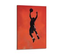 YMXHJJ Minimalist Abstract Canvas Wall Art Prints Picture - Pop Art Sport Poster Basketball Player Dunking in Orange Living Room Decor Artwork Posters 20x30inch(50x75cm)