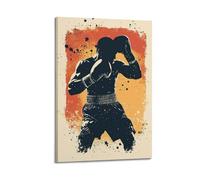 YMXHJJ Minimalist Abstract Canvas Wall Art Prints Picture - Pop Art Sport Poster Boxing Athlete Silhouette with Splashes Living Room Decor Artwork Posters 08x12inch(20x30cm)