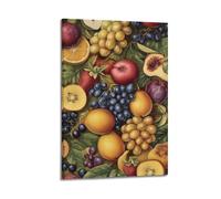 YMXHJJ Minimalist Abstract Canvas Wall Art Prints Picture - Realistic Fruit Poster with Assorted Fresh Fruits And Leaves Living Room Decor Artwork Posters 16x24inch(40x60cm)