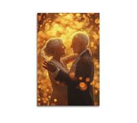 YMXHJJ Minimalist Abstract Canvas Wall Art Prints Picture - Romantic Golden - Hour Senior Couple Poster for Love And Nostalgia Living Room Decor Artwork Posters 24x36inch(60x90cm)