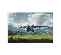 YMXHJJ Minimalist Canvas Wall Art Picture Print Aviation Poster Dramatic Military Plane Taking Off Over Lush Landscape Modern Family for Bedroom Decor 12x18inch(30x45cm)