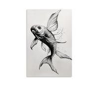 YMXHJJ Minimalist Canvas Wall Art Picture Print Goldfish Poster in Line Art, Dynamic And Detailed for Impact Modern Family for Bedroom Decor Unframe-style 12x18inch(30x45cm)