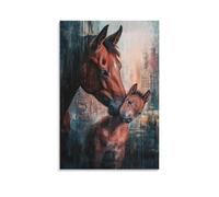YMXHJJ Minimalist Canvas Wall Art Picture Print Horse And Foal Poster with Expressive Watercolor Touches Modern Family for Bedroom Decor Unframe-style 12x18inch(30x45cm)