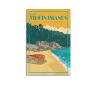 YMXHJJ Modern Family Photo Album Posters Canvas Wall Art Home Decor - Retro Travel Poster British Virgin Islands Beach Scene Prints Pictures Artwork 24x36inch(60x90cm)
