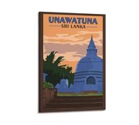 YMXHJJ Modern Family Photo Album Posters Canvas Wall Art Home Decor - Retro Travel Poster of Unawatuna Sri Lanka Landmark Prints Pictures Artwork 20x30inch(50x75cm)