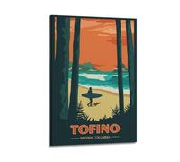 YMXHJJ Modern Family Photo Album Posters Canvas Wall Art Home Decor - Retro Travel Poster Tofino British Columbia Surf Scene Prints Pictures Artwork 20x30inch(50x75cm)
