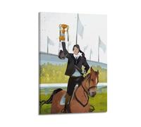 YMXHJJ Modern Family Photo Album Posters Canvas Wall Art Home Decor - Watercolor Sport Poster Equestrian Winner Holding Trophy Prints Pictures Artwork 16x24inch(40x60cm)