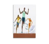 YMXHJJ Modern Family Photo Album Posters Canvas Wall Art Home Decor - Watercolor Sport Poster Runner Crossing Finish Line Prints Pictures Artwork 20x30inch(50x75cm)