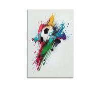 YMXHJJ Modern Family Photo Album Posters Canvas Wall Art Home Decor - Watercolor Sport Poster with Colorful Soccer Ball Splash Prints Pictures Artwork 20x30inch(50x75cm)