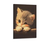 YMXHJJ Poster Frame Canvas Wall Art Prints for Hallway Decor - Animal Gray Kitten Lying on The Fence 12x18inch(30x45cm) Picture Frame Artwork