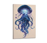 YMXHJJ Poster Frame Canvas Wall Art Prints for Hallway Decor - Animal Jellyfish Drifting Under Star River Halo 08x12inch(20x30cm) Picture Frame Artwork