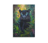 YMXHJJ Poster Unframe Canvas Wall Art Prints for Hallway Decor - Animal Black Panther Walking in The Jungle 12x18inch(30x45cm) Picture Unframe Artwork