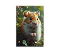 YMXHJJ Poster Unframe Canvas Wall Art Prints for Hallway Decor - Animal Hamster Standing Next to Berries 16x24inch(40x60cm) Picture Unframe Artwork