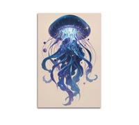 YMXHJJ Poster Unframe Canvas Wall Art Prints for Hallway Decor - Animal Jellyfish Drifting Under Star River Halo 24x36inch(60x90cm) Picture Unframe Artwork