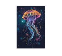 YMXHJJ Poster Unframe Canvas Wall Art Prints for Hallway Decor - Animal Jellyfish Stretching And Drifting in Star River 16x24inch(40x60cm) Picture Unframe Artwork