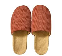 YMXLWHBD Slipper Baotou Linen Slippers Indoor Home Couple Women Summer Thick-soled Cotton And Slippers-jiang Hong-44-45
