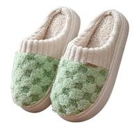 YMXLWHBD Slipper Cotton Slippers For Women Winter Home Non-slip Couple Warm Fur Slippers-beauty Green Personality-36-37