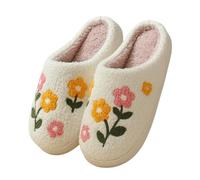 YMXLWHBD Slipper Cross-border Home Cute Three-color Flowers Winter Cotton Slippers For Women's Warm Indoor Temu Dropshipping-winter Jasmine-36-37