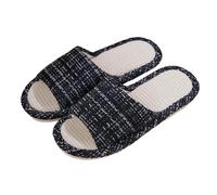 YMXLWHBD Slipper Home Spring And Autumn Couple Four Seasons Non-slip Slippers Cotton Linen Slippers-black-42-43