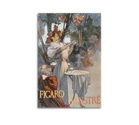 YMXSDIMDS Figaro by Alphonse Mucha Painting Poster Wall Art Canvas Living Room Bedroom Decor Artworks 24x36inch(60x90cm)