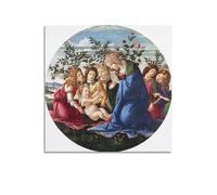 YMXSDIMDS Madonna Adoring The Child with Five Angels by Sandro Botticelli Painting Poster Decorative Painting Canvas Wall Art Living Rooms Bedroom 24x24inch(60x60cm)