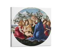 YMXSDIMDS Madonna Adoring The Child with Five Angels by Sandro Botticelli Painting Poster Wall Art Canvas Living Room Bedroom Decor Artworks 28x28inch(70x70cm)