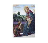 YMXSDIMDS Madonna And Child with Young Saint John The Baptist by Sandro Botticelli Painting Poster Canvas Wall Art Scroll Picture Print Living Room Walls Decor Homes 16x24inch(40x60cm)