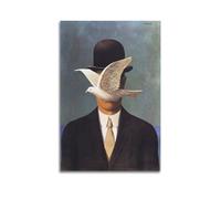 YMXSDIMDS Man in A Bowler Hat by Rene Magritte Painting Poster Wall Art Canvas Prints Hanging Picture Home Decors Idea 24x36inch(60x90cm)