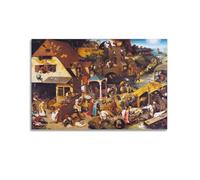 YMXSDIMDS Netherlandish Proverbs by Pieter Bruegel The Elder Painting Art Posters Wall Art Scroll Canvas Painting Picture Living Room Decor Home 24x36inch(60x90cm)