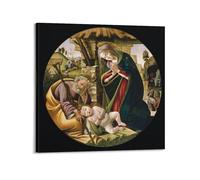 YMXSDIMDS The Adoration of The Christ Child by Sandro Botticelli Painting Poster Canvas And Wall Art Picture Print Modern Family Bedroom Decors 16x16inch(40x40cm)