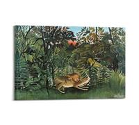 YMXSDIMDS The Hungry Lion Throws Itself on The Antelope by Henri Rousseau Painting Poster Art Print Wall Photo Paint Hanging Picture Family Bedroom Decor 20x30inch(50x75cm)