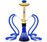 YMXWAN Hookah Complete Set with 2/4 hose, 19.7'' Large Shisha Kit For Up To 4 Persons with everything Included, Ceramic Bowl,Premium Hose,Beautiful Glass Vase(Nicotine free)