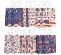 Ymxygz 12pcs Independence Day Theme Party Paper Bags American Flag Patriotic Candy Packing Bag 4th of July Party Party Decoration
