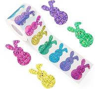 Ymxygz 1roll Sparkly Bunny Stickers Easter Label Stickers Envelope Sealing Decals for Water Bottle Laptop Skateboard Decoration