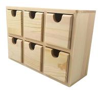 Ymxygz 2 Tier Bamboo Desktop Organizer with 6 Drawers, Mini Craft Box Cosmetic Storage Drawer, Portable Desk Letter Mail Sorter