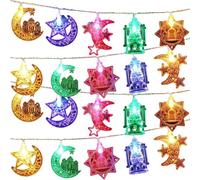 Ymxygz 20led Eid Mubarak Led String Lights Islam Muslim Festival Party Moon Star Castle Lantern Ramadan Home Decoration