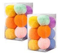 Ymxygz 24 Pcs Cat Toy Balls Soft Kitten Pompom Toys Indoor Cats Interactive Playing Toy, Cat Pom Pom Balls Lightweight Pet Cat Toy