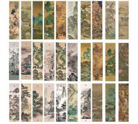 Ymxygz 30pcs/set Vintage Paper Bookmarks Classic Landscape Painting Bookmarks Chinese Style Aesthetic Bookmarks for Book Lovers