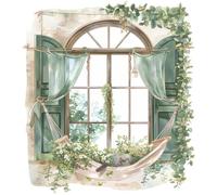Ymxygz 3d Fake Window Wall Sticker Removable Diy Romantic Green Plants Wall Stickers Peel and Stick Natural Scenery Fake Window Wall Decal for Home Decoration
