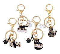 Ymxygz 4 Pcs Cute Cat Piano Musical Note Keychains Symbol Keyrings Keychain Bag Pendant Keyring Charm for Bag Purse Backpack