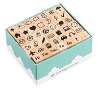 Ymxygz 42pcs/set Multipurpose Animals Numbers Weather Stamps Cute Wood Stamp Animals Patterns Stamp Set in a Box Case for Diy Crafts