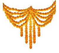 Ymxygz 5 Pcs Artificial Marigold Garland Flower for Diwali Decor, Traditional Indian Decor, Marigold Garland for Diwali Outdoor Indor Themed Party