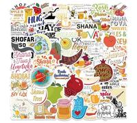 Ymxygz 50pcs Rosh Hashanah Stickers Jewish New Year Stickers, Shana Tova Stickers for Gifts Box Envelops Candy Bags Water Bottles Scrapbook Laptop