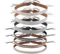 Ymxygz Bling Rhinestone Hat Band 6pcs Cowboy Hat Band Adjustable Retro Cowgirl Hat Belt Western Style Hatband for Women Men Hats