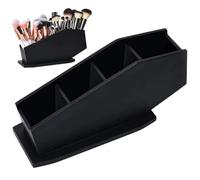 Ymxygz Coffin Brush Holder - Gothic Wooden Makeup Organizer for Vanity - Spooky Halloween Decor for Bathroom, Living Room or Bedroom