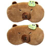 Ymxygz Eye Mask for Sleeping 2pcs Cute Capybara Eye Cover Cartoon Plush Sleeping Mask Animal Eyeshade Eye Cover Travel Eye Cover for Adults Kids