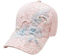 Ymxygz Flower Embroidery Baseball Cap, Breathable Lace Flower Duckbill Cap, Adjustable Sunscreen Leisure Hat Sports Hat Visor Cap for Beach Party Vacation