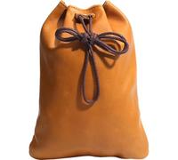 Ymxygz Leather Drawstring Pouch Cowhide Leather Jewelry Storage Bag Sandy Brown Coin Dust Wallet for Jewelry